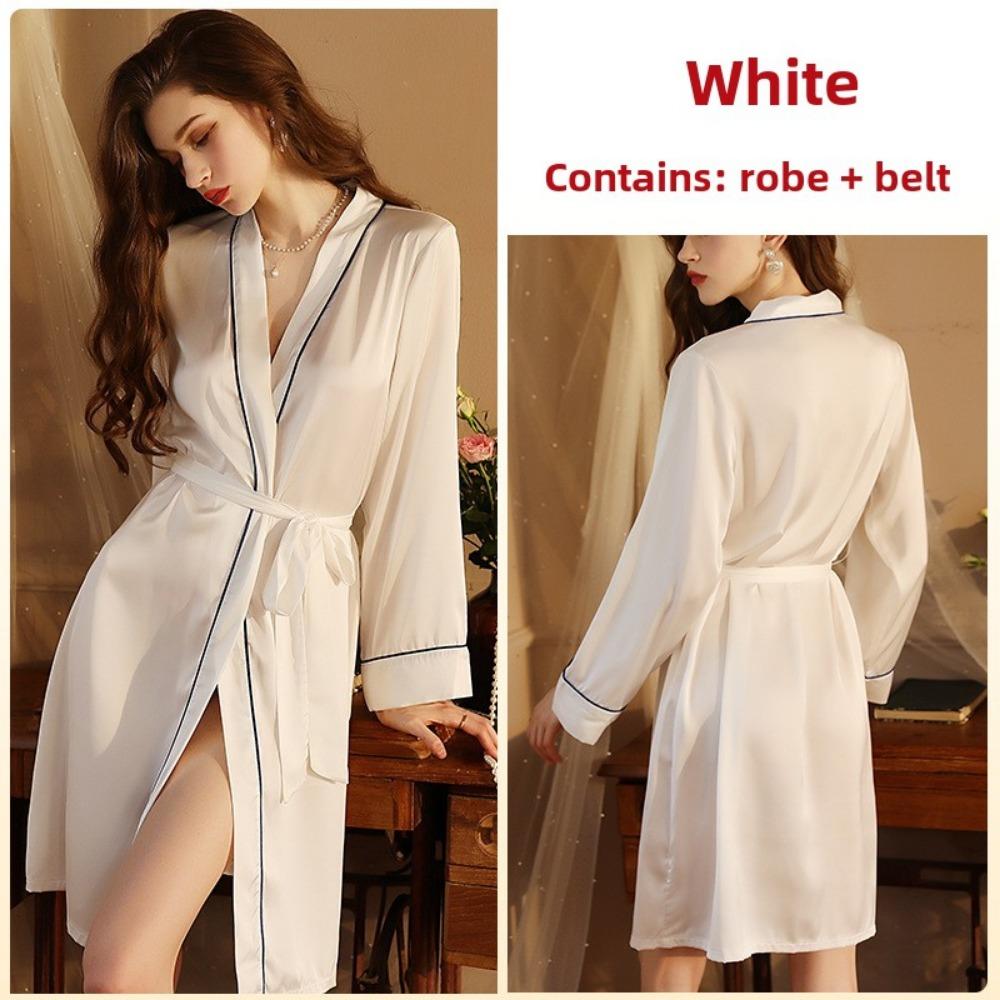 Bata de Baño para Mujer Satén Boda Dama de Honor Bata de Estar Yukata Cárdigan Ropa de Casa