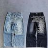 Unisex Vintage Letter Print Women Man Jeans Y2k Harajuku Washed Wide Leg American Style Denim Pants Baggy Hip Hop Streetwear
