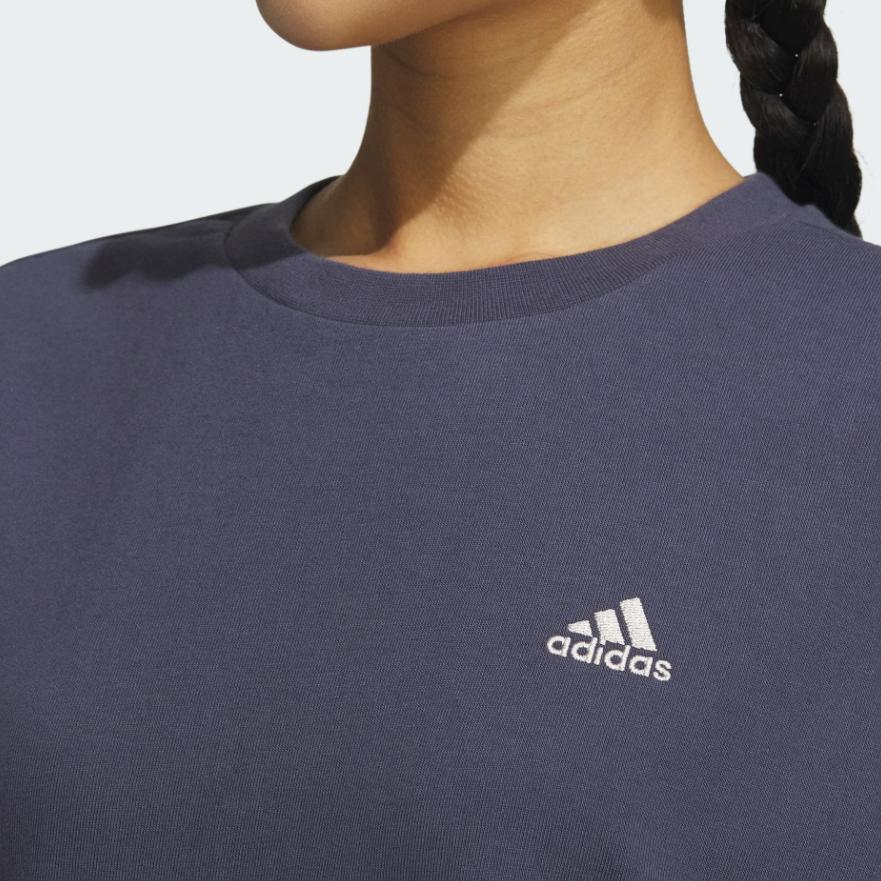 Adidas Alphabet Print Sports Casual Short Sleeve T-Shirt Women Tops Teal IS7407