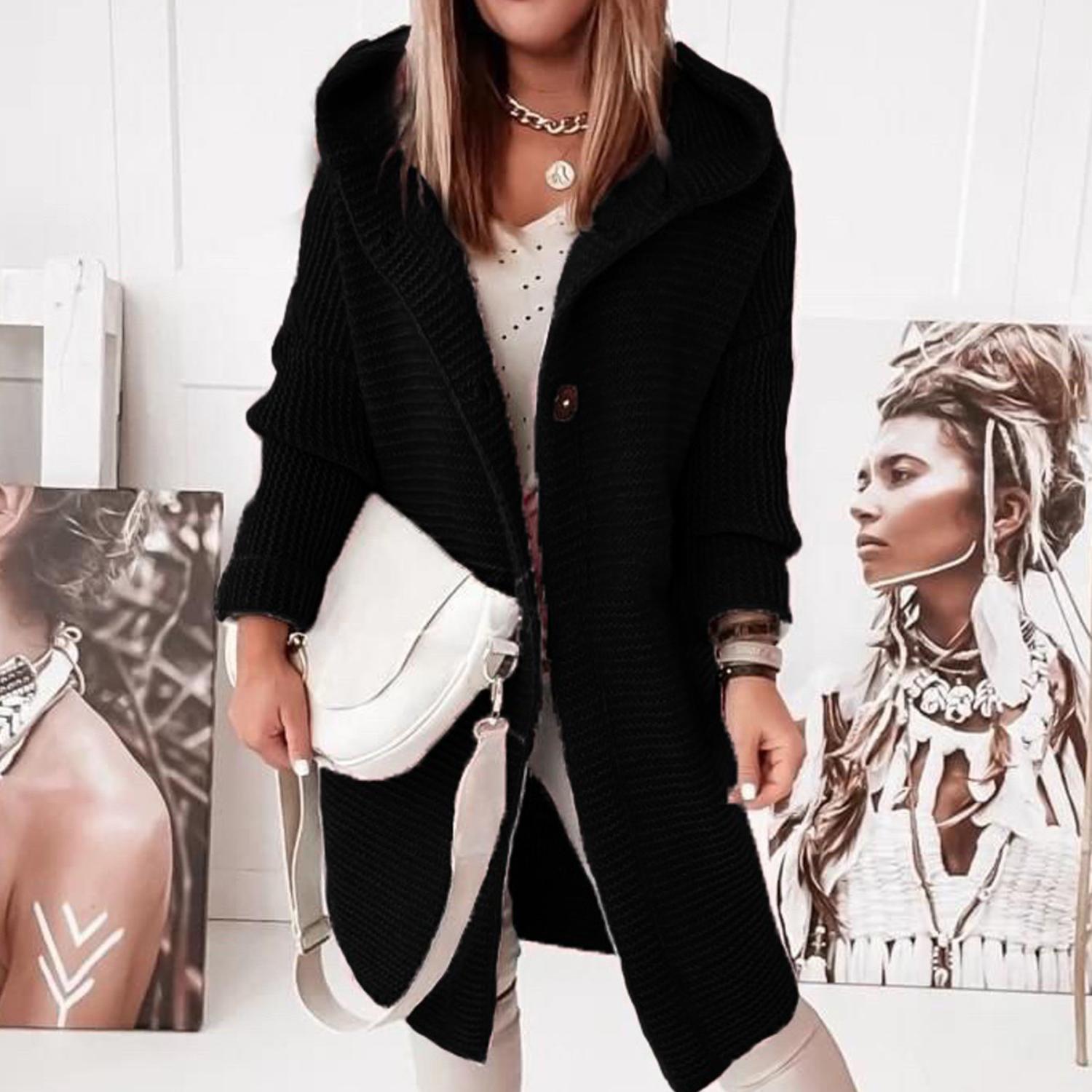 Женские модные пальто повседневные длинные свитера куртка пальто новые женские свитера — фото 14