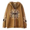 2023 Cross-border spider web zipper foreign trade sweater street tide spring and autumn hoodie American retro casual coat women
