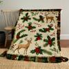 1pc Christmas, Plaid Blanket for Sofa Bed Soft and Light Bedding Ideal for Picnics, All-Season Christmas Outdoor Decor Accessories-c0803027