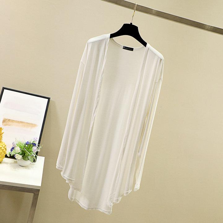 Women's Plus Size Mid-Length Cardigan: Spring/Summer Korean Style Shawl-Coat in Lightweight, Solid Colors