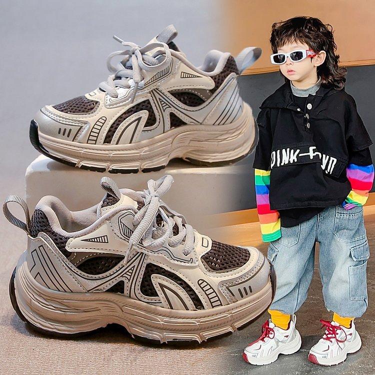 Girls shoes 2025 spring new children's versatile non-slip sneakers breathable student boys running dad shoes