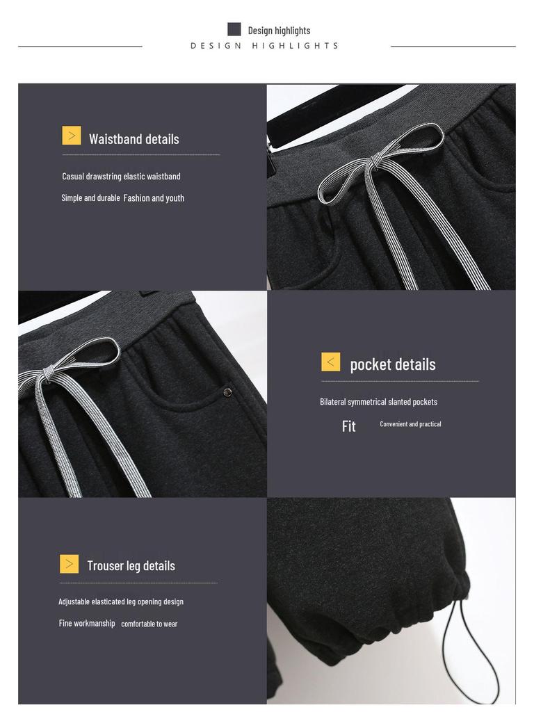 2026 Winter Women's Thick Fleece-Lined Gray Wool Wide-Leg Sweatpants