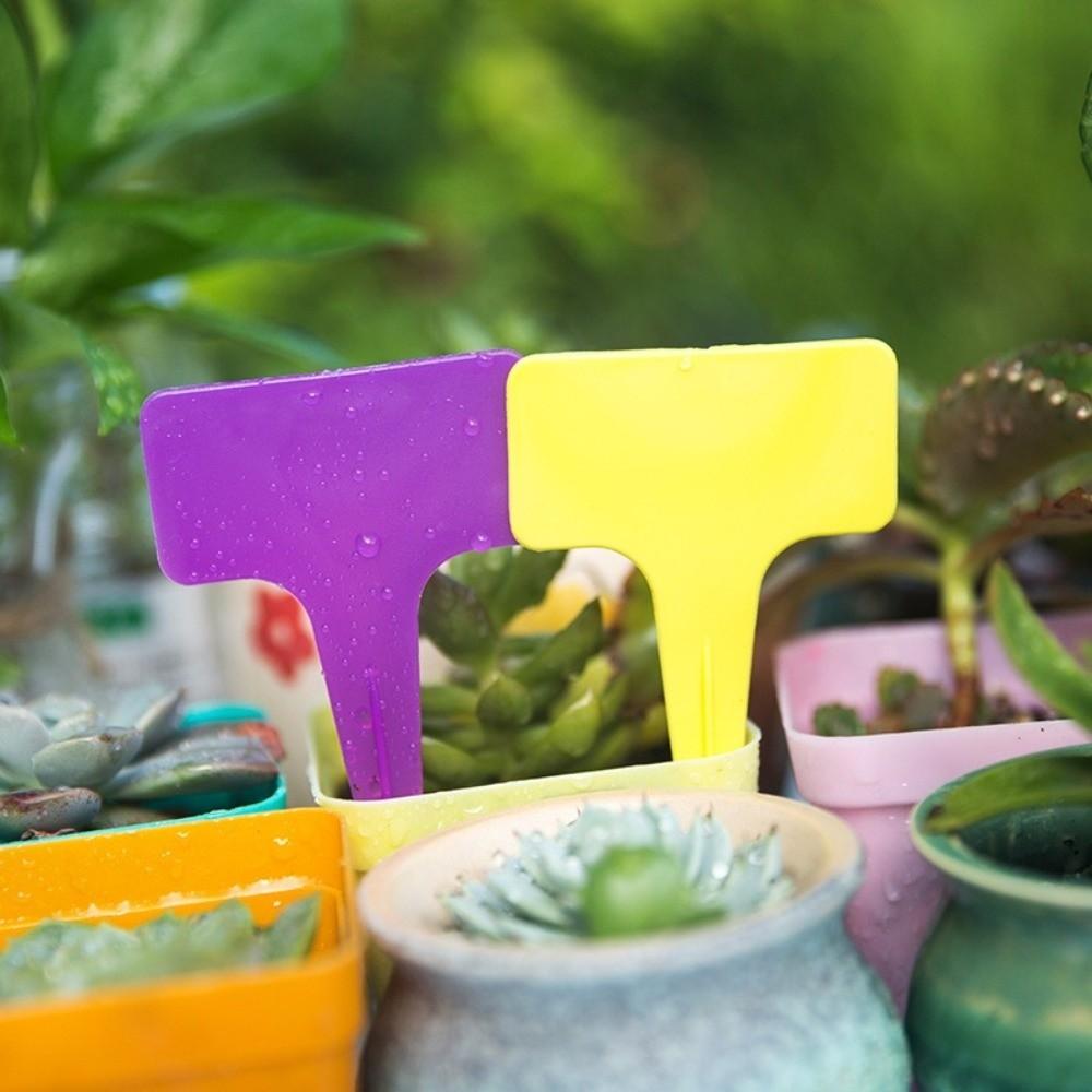 100PCS Waterproof Nursery Garden Plant Tags Thickened Moisture-proof Stake Tags Decorative Sunscreen T-type Tags Potted Plants