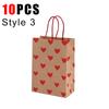 10PCS Heart Patterns Kraft Paper Bag with Handle Valentine's Day Gift Packaging Tote Romantic Bags Party Wedding Accessories ZYF