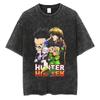 New Anime Hunter X Hunter Printed Tshirt Mens and Womens Washed Tshirt High Quality Vintage Cotton Tshirt Harajuku Top