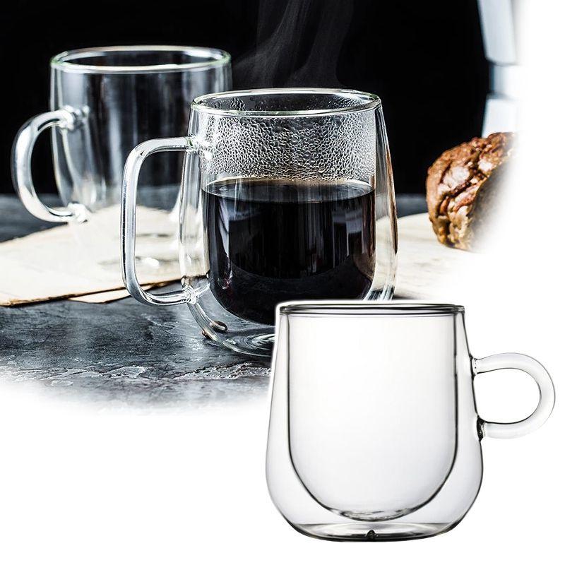 Glass Walled Double Mugs Heat Resistant Tea Milk Lemon Juice Coffee Water Cup