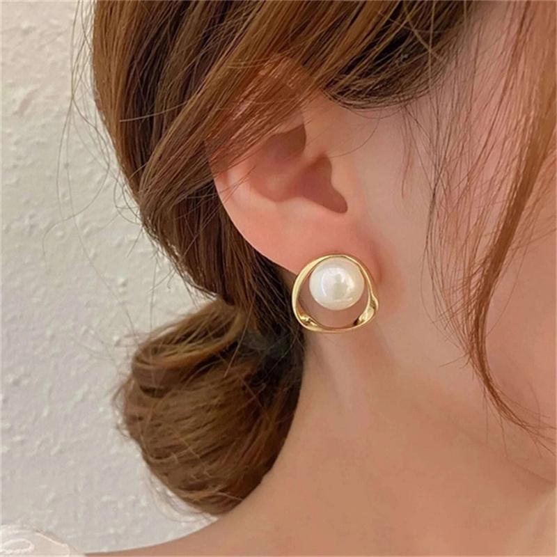Koreanische Metall-Herz-Ohrstecker Fischschwanz-Perlen-Hängeohrringe für Damen Mädchen Kristall Eleganter Schmuck Geschenk