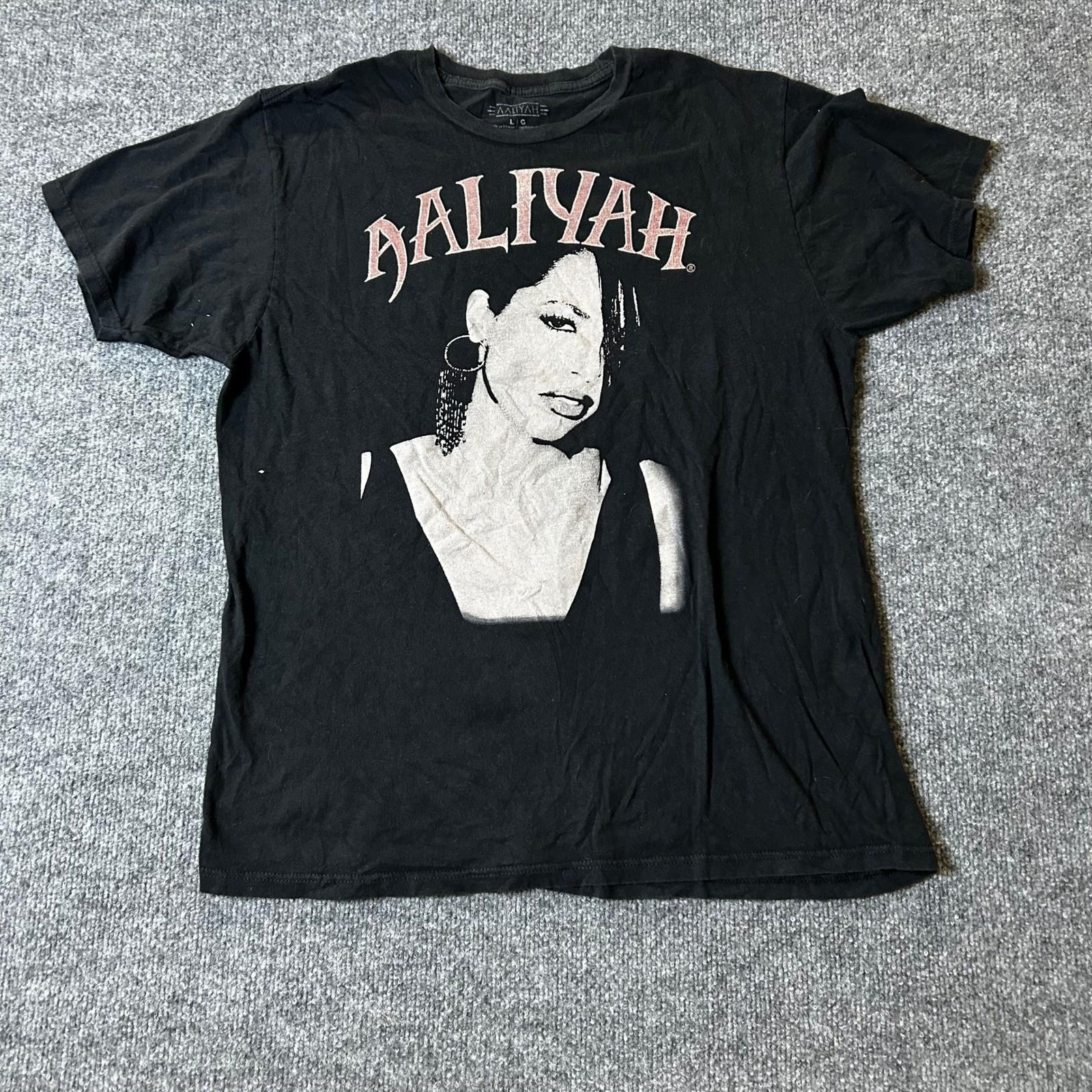 Aaliyah T-shirt Mens Size L Black Graphic Portrait Short Sleeve Cotton Crew Neck XXXXL