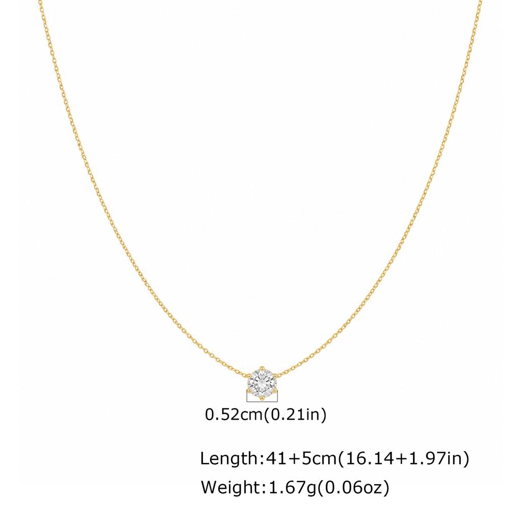 Minimalist Solitaire Zircon Choker Necklace, Single Stone Pendant, 18K Gold Plated Stainless Steel Clavicle Chain Jewelry