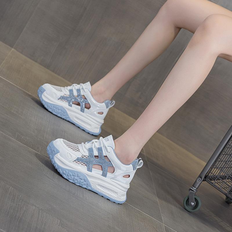 Hollow and breathable mesh dad shoes for women 2025 summer new thick-soled versatile casual sports super fire little white shoes for women