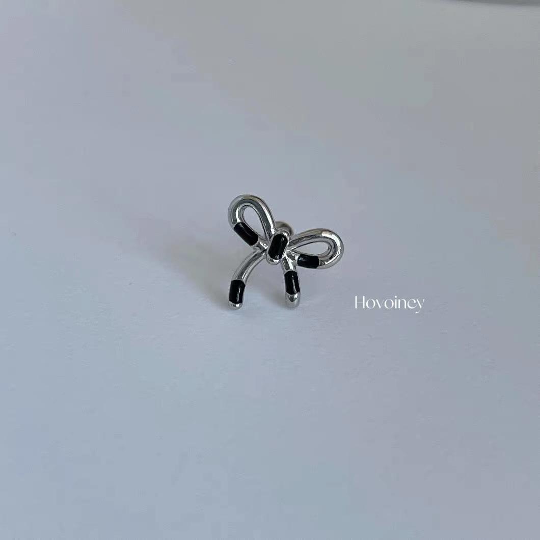 

Hovoiney Sweet Cool Personality Oil Drop Bow Earbone Nails Titanium Steel Screw Buckle Earrings Cochlear Nails Earrings Female