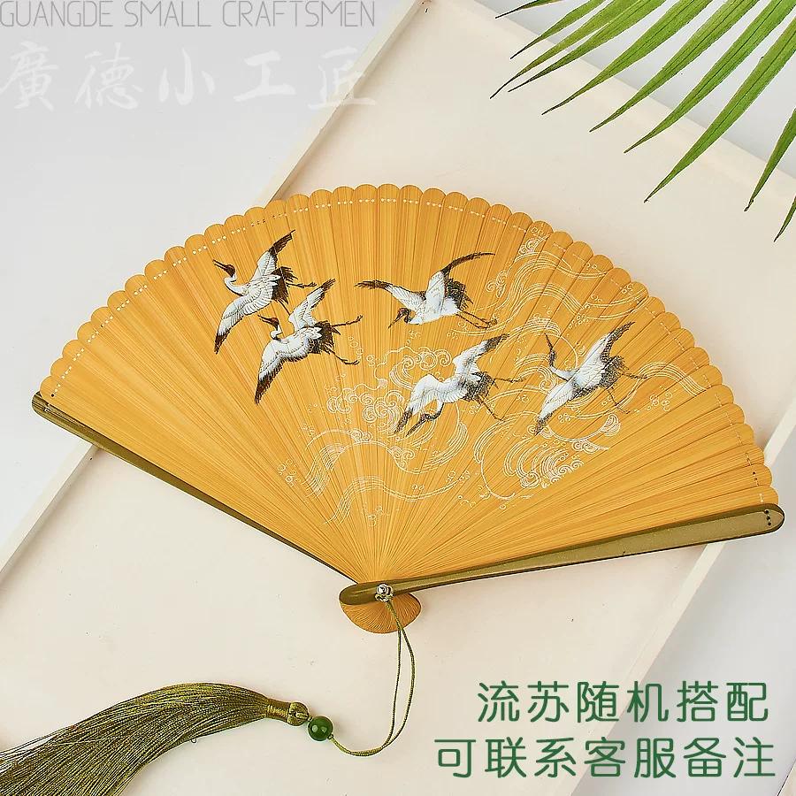 All-Bamboo Folding Fan, New Chinese Style, Mini Fan, Traditional Style, Small Folding Fan for Cheongsam, Retro Portable Folding Fan for Women