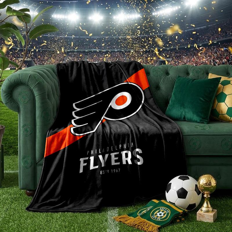 Flyers Hockey Team Throws Blanket Flannel Blankets Plush for Couch Bed Gifts for Men Women Travel picnic blanket Christmas fan gifts
