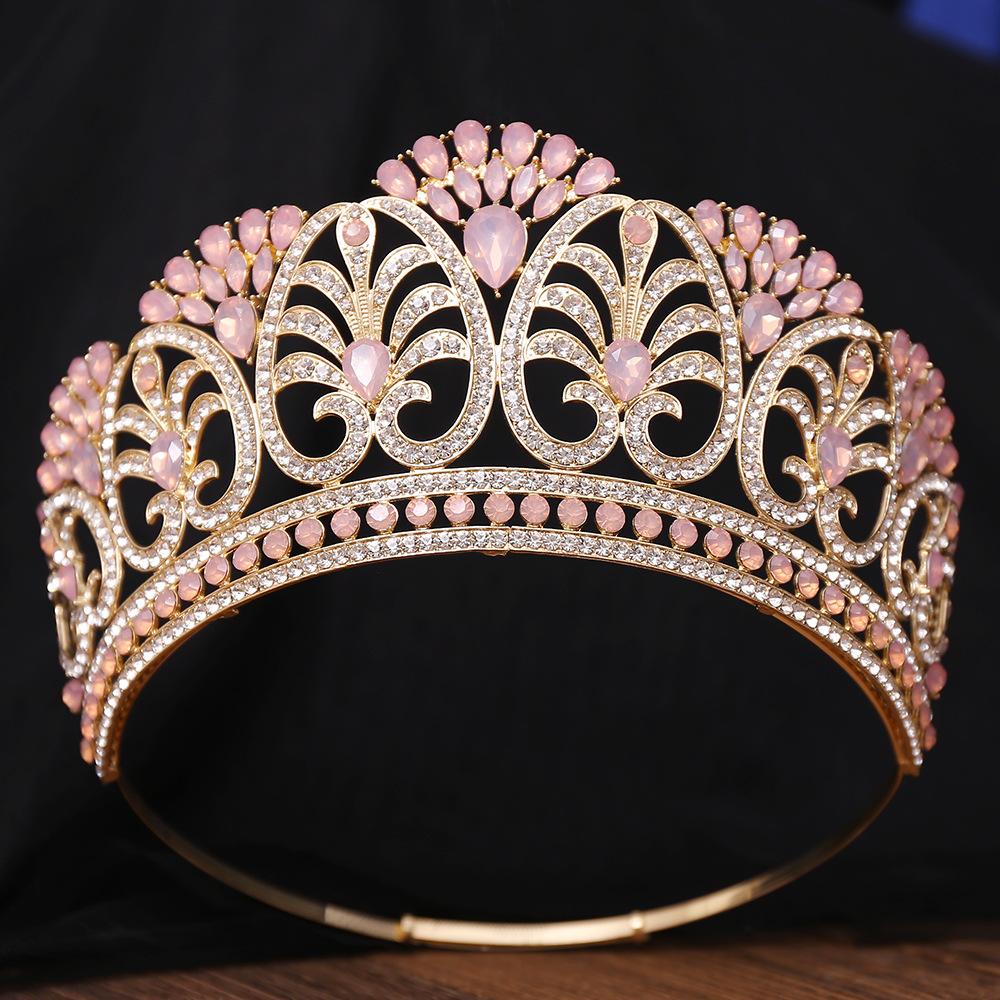 DIEZI 10 Colors Luxury AB Crystal Opal Big Tiara Crown For Women Girls Party Baroque Elegant Rhinestone Crown Hair Dress Jewelry
