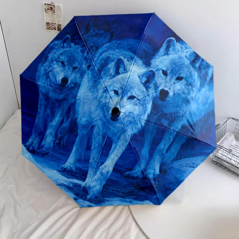 

wolf pack pattern, automatic folding umbrella, portable and foldable design, 8 ribs, a Christmas or birthday gift.