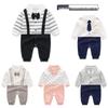 Autumn 2021 Pure Cotton Baby Jumpsuit with Stylish British Collar and Long Sleeves
