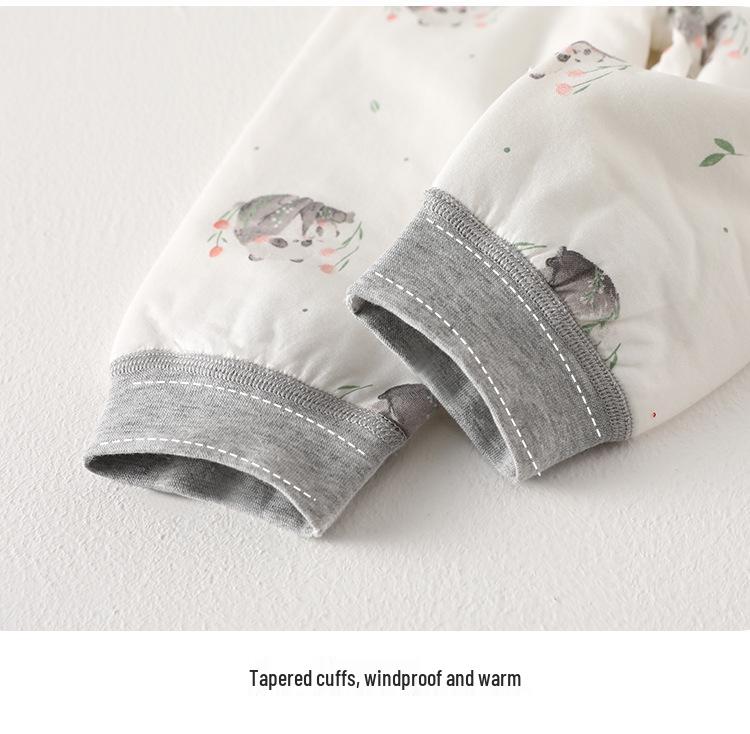 Baby Quilted Warm Set: High-Waist Belly Protection Cotton Pajamas for Autumn/Winter