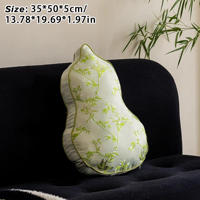 Chinese Style Lantern Shape Cushion Embroidered Pillow Butterfly Gourd Cushion New Year Decor Sofa Bedside Waist Support Cushion