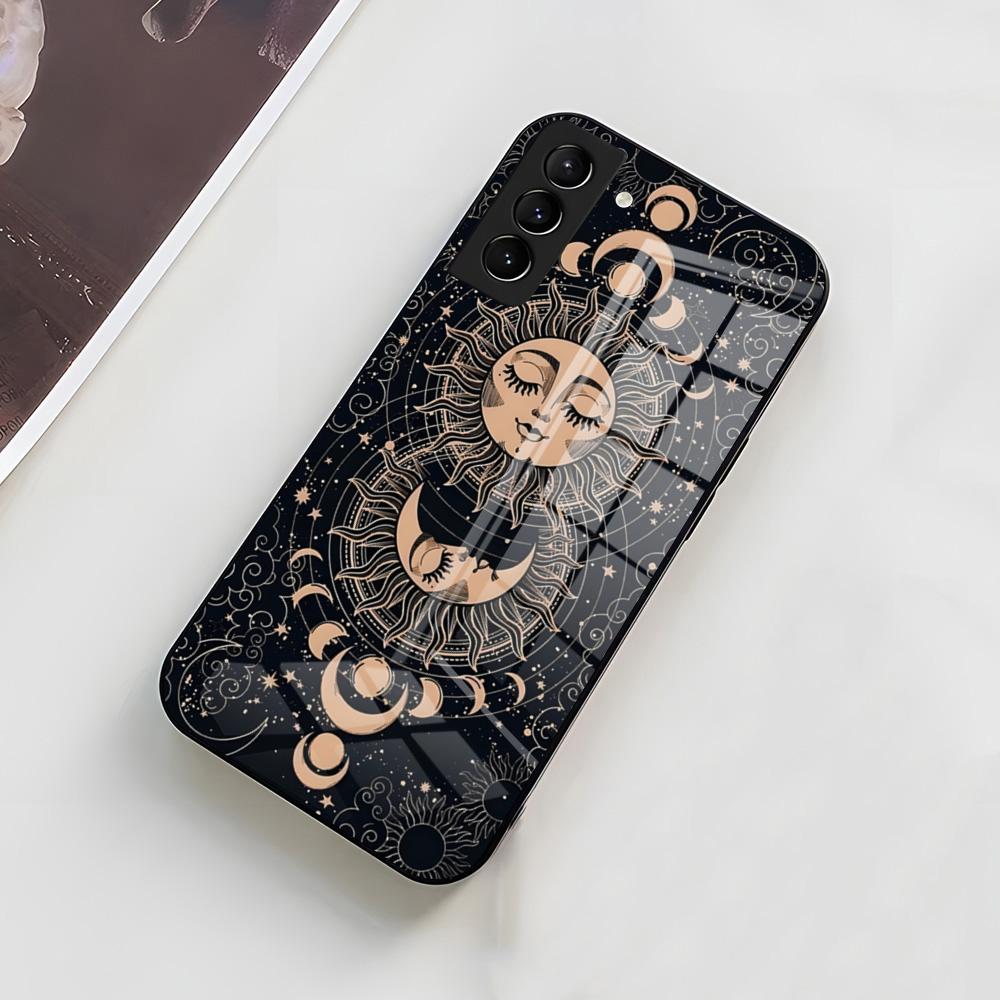Yinuoda Funny Sun Moon Face Phone Case For Samsung A56 A36 A26 A16 A15 A25 A35 A55 A14 A34 A24 A54 Glass Case
