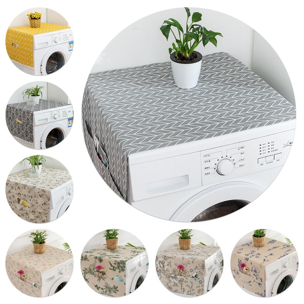 Rustic Style Washing Machine Dustproof Cover Printing with Pocket Dryer Dust Cover Multi-purpose Washable