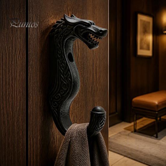 Functional Nordic Wall Art 3D Printed Viking Dragon Hook, Decorative Style Coat Hanger, Minimalist Mount Hook Durable Storage Organizer for