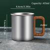 1Pcs Pure Titanium Double-Wall Coffee Mug,Wooden Handheld Water Cup Silver-Gray Drinking Office Tea Mug Exquisite Coffee Cup