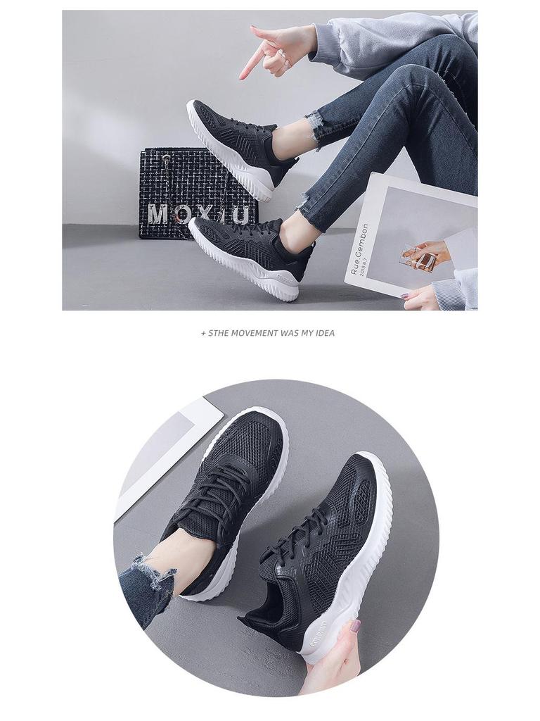 Korean Style Women's Flyknit Running Shoes - Autumn 2023 Versatile Casual White Sneakers