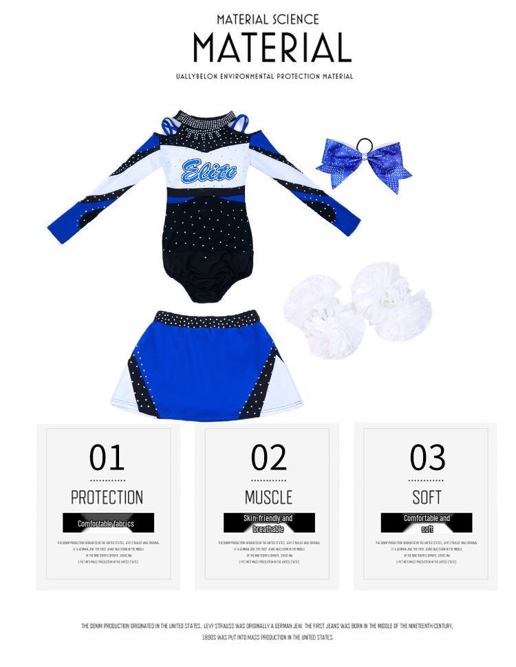 Girls' Long Sleeve Cheerleading Performance Costume for Competitions