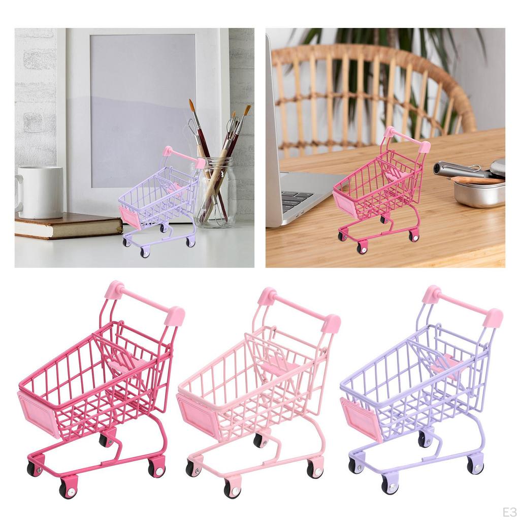 Compact Storage Solution: Mini Shopping Cart Organizer for Office and Home Accessories