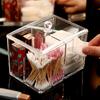 Clear Acrylic Makeup Cotton Storage Box with Dust Resistant Lid Organizer for Cotton Pads Swabs and Small Cosmetics
