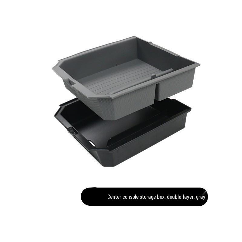 Double-Layer Storage Box & Glasses Holder for Tesla Refreshed Model Y/M3/YL Center Console