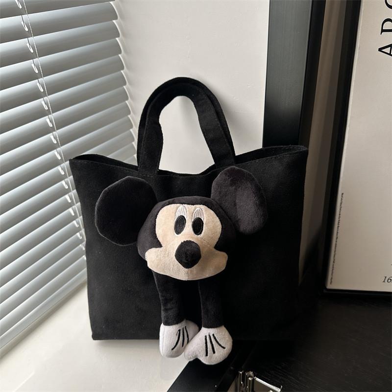 

Stylish Large Capacity Canvas Tote Bag For Women Featuring Cartoon Mickey Design Ideal For Daily Commute And Travel Black,Without Pendant