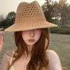 Summer Women Hollowing Out Straw Hat Outdoor Seaside Vacation Visor Cap Casual Shade Panama Sun Hats Fashion Jazz Top Beach Hat