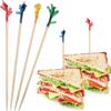 Cocktail Picks, Colored Frill Fancy Wooden Toothpicks for Appetizers Sandwich Drinks Fruit, 4 Inch Decorative Bamboo Skewers Food Sticks, Charcuterie