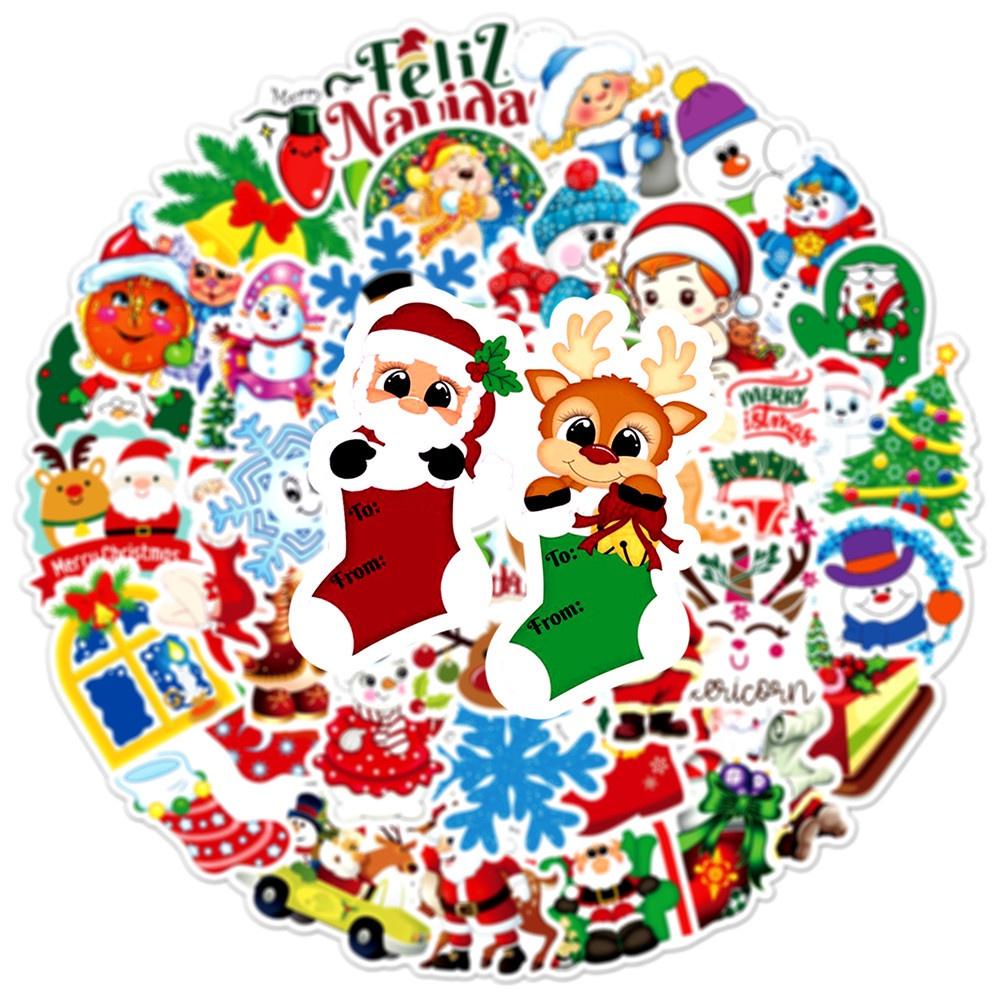 50 Christmas Themed Cartoon Stickers For Scrapbooking And Decorations