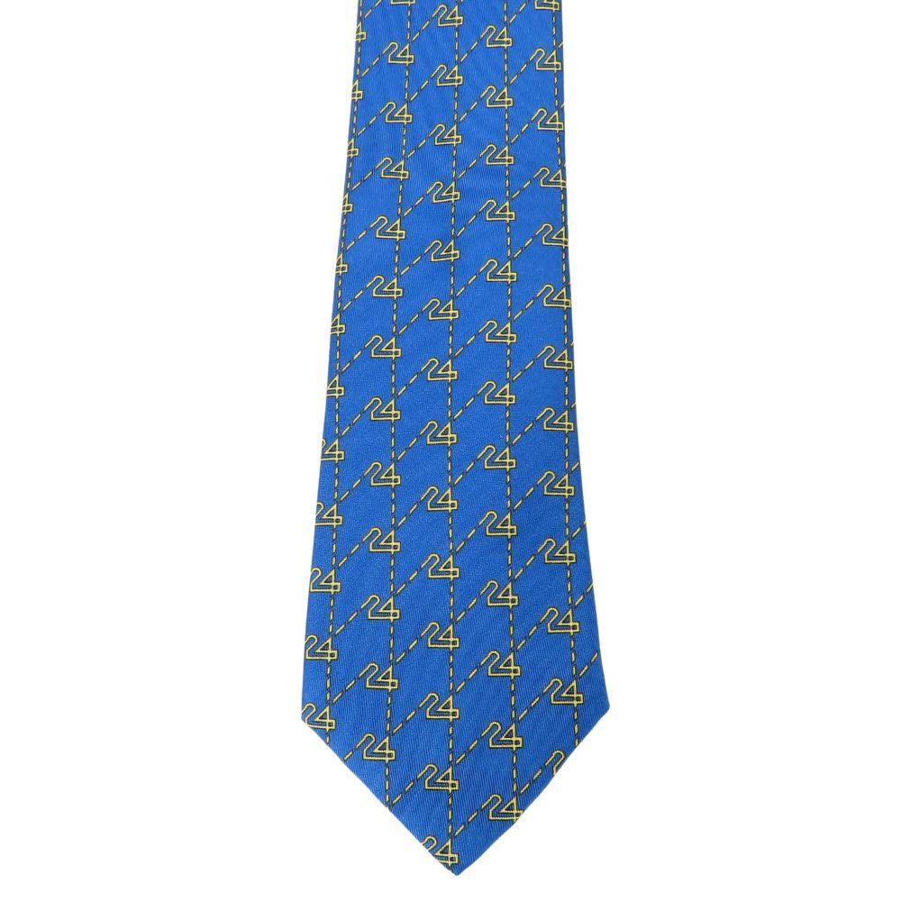 Used HERMES Tie 24 Overall Handle Silk Blue Gold Suit