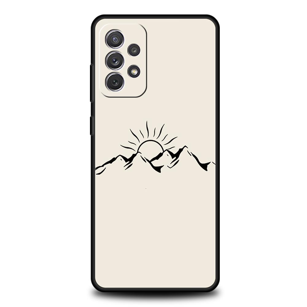 Line Mountain Scenery Sun Moon Case for Samsung A51 A71 A21S A12 A11 A15 A25 A31 A41 A23 A33 A53 A73 A05S A13 5G A35 A55 Cover