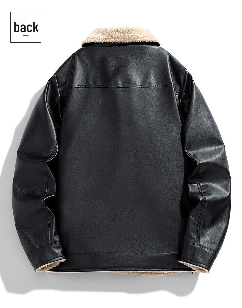 Men's Thick Leather Fur-Lined Motorcycle Jacket - Autumn/Winter Collection