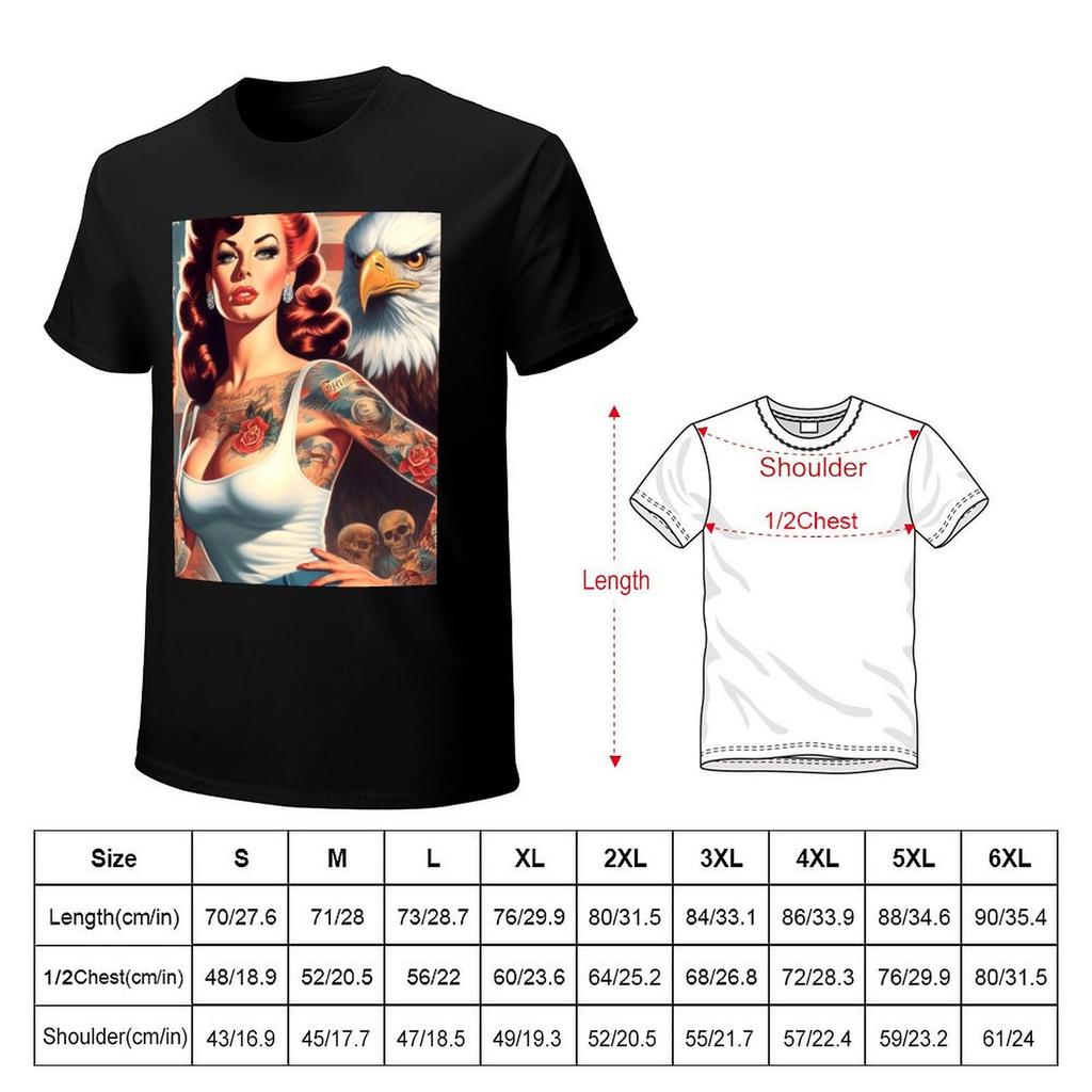 Retro American Girl TShirt Summer Shirt Customizeds Funny Costumes Tshirts for Men