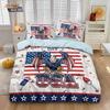 3pcs National Flag Fierce Eagle Print Coreless Down Duvet Cover Set Comfortable Bedroom Bedding Decoration Machine Washable