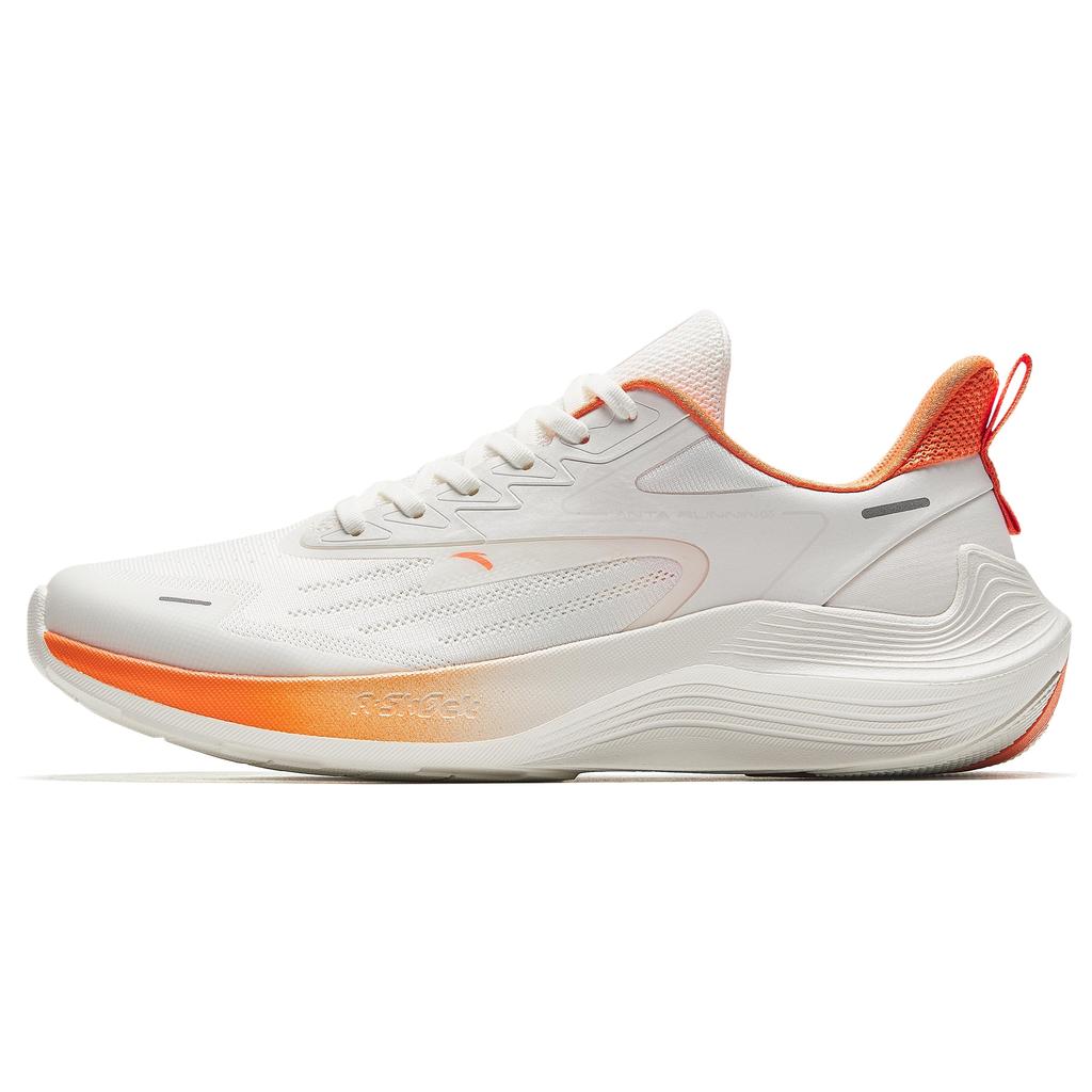 New Anta New Stinger Anti Slip And Wear Resistant Breathable Low Top Running Shoes Men's White Orange 912335580-1
