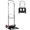 Foldable Aluminum Hand Truck Load 90 Kg with Wheels Adjustable Telescopic Handle 40x41x108 Cm Silver and Black