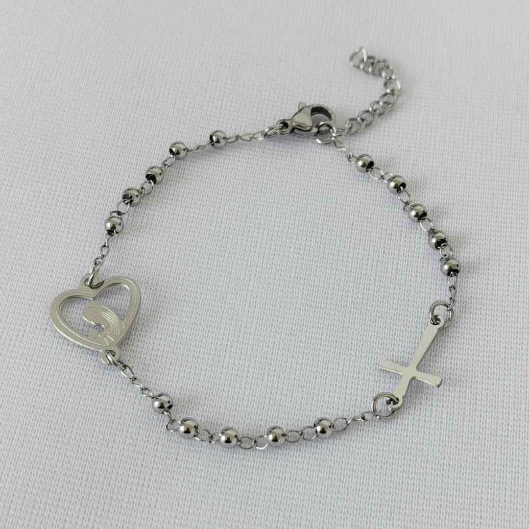 Retro Stainless Steel Bead Chain Bracelets for Women Cross Heart Charm Bracelet 2026 Luxury Jewelry pulseras