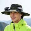 Solar Powered Fan Hat Fisherman Hat with Dual Brushless Solar Fans Forehead Neck UPF50 Anti-UV Wide Brim Hiking Fishing Hat