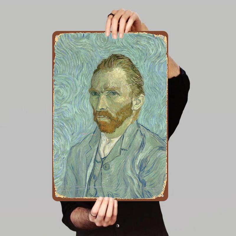 

Van Gogh Self Portrait Iron Painting Classic Art Oil Painting Living Room Wall Decor Vintage Home Decor Hanging Painting 7.9x11.8In(20x30cm)