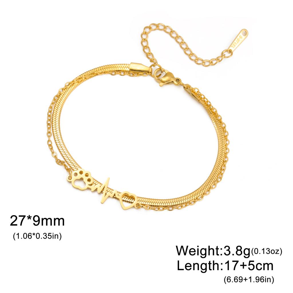 Electrocardiogram Love Cat Claw Pendant Stainless Steel Bracelet Women Fashion Cute Cat Claw Bracelet Birthday Gift Jewelry Gift