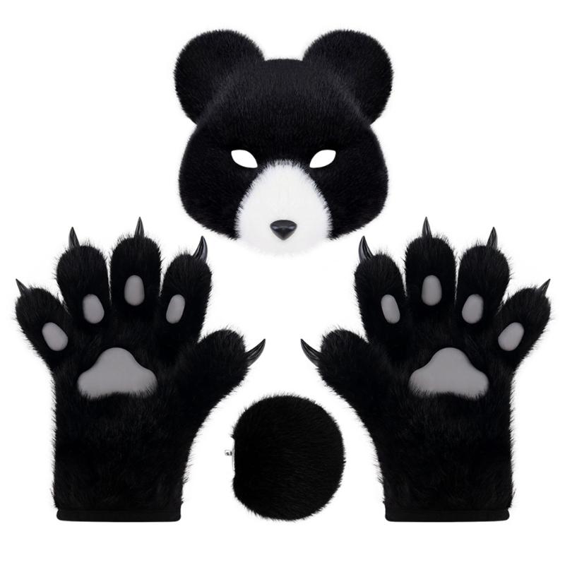 Костюмы Медведя Набор Маска Медведя, Хвост, Лапы Медведя Перчатки Животное Карнавальные Костюмы Комплект Аксессуаров Хэллоуин Косплей Вечеринка Реквизит